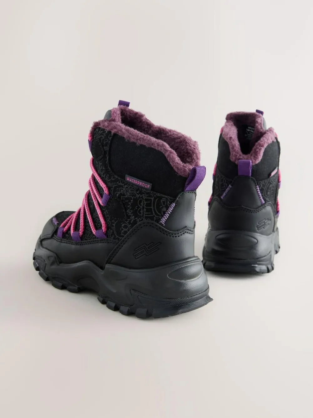 Next Black/Purple Printed Waterproof Walking Boots^ Boots & Wellies