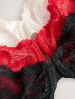 Sale Next Non Pad Full Cup Lace Bras 3 Pack Black/Red/Cream