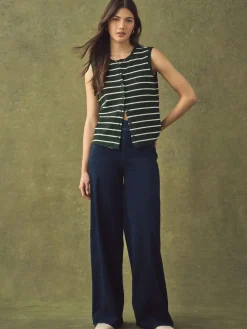 Hot Next Jersey Denim Wide Leg Trousers 2 Pack Black/Rinse Blue