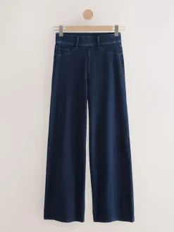 Hot Next Jersey Denim Wide Leg Trousers 2 Pack Black/Rinse Blue