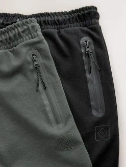 Next Black/Slate Grey Interlock Soft Touch 2 Pack Cuffed Joggers