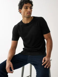Sale Next Black/Slate/Grey Marl/White/Navy/Blue Regular Fit Essential Cotton T-Shirts 6 Pack