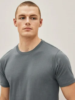 Next Black/Slate/Grey Marl/White/Navy/Blue Slim Fit Essential Cotton T-Shirts 6 Pack^ Nightwear|Tops & T-Shirts