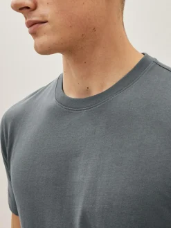 Next Black/Slate/Grey Marl/White/Navy/Blue Slim Fit Essential Cotton T-Shirts 6 Pack^ Nightwear|Tops & T-Shirts