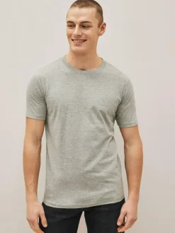 Next Black/Slate/Grey Marl/White/Navy/Blue Slim Fit Essential Cotton T-Shirts 6 Pack^ Nightwear|Tops & T-Shirts