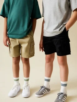 New Next Cargo Shorts 2 Pack (3-16yrs) Black/Stone