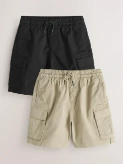 New Next Cargo Shorts 2 Pack (3-16yrs) Black/Stone