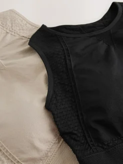 Next Black/Stone Seamless High Neck Medium Impact Sports Bras 2 Pack^Women Bras|All Lingerie