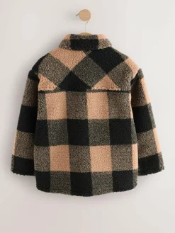 Next Black/Tan Buffalo Borg Fleece Check Shacket (3-16yrs)^BOY Coats & Jackets|Snowsuits & Coats