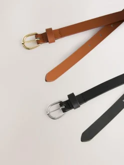 Sale Next PU Skinny Belts 2 Pack Black/Tan