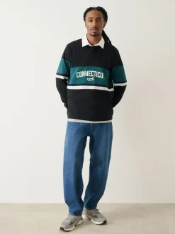 Next Black/Teal Blue Block Rugby Shirt^ Tops & T-Shirts