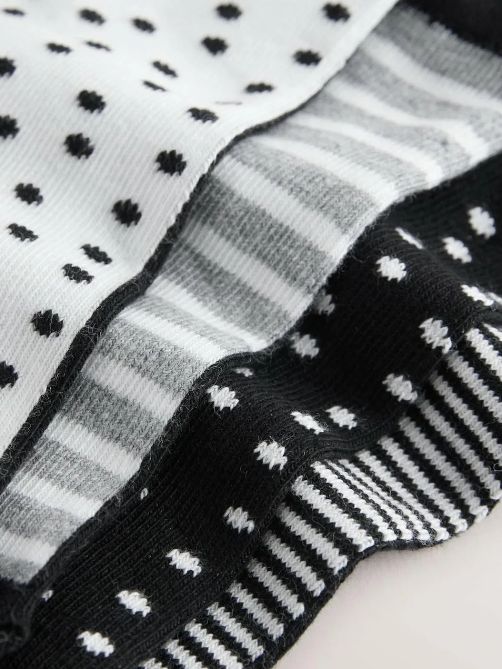 Outlet Next Black/White Spots/Stripe Footbed Ankle Socks 4 Pack Black/WhiteSpots/Stripe