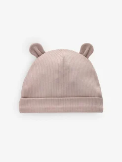 Next Black/White Bear Ear Beanie Baby Hats 3 Pack (0-18mths)^BOY Hats & Scratch Mitts|Newborn Accessories