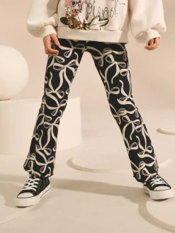 Next Black/White Bow 1 Pack Rib Flare Leggings (3-16yrs)^ Pants & Leggings|Pants & Leggings
