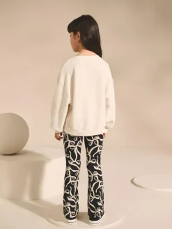 Next Black/White Bow 1 Pack Rib Flare Leggings (3-16yrs)^ Pants & Leggings|Pants & Leggings