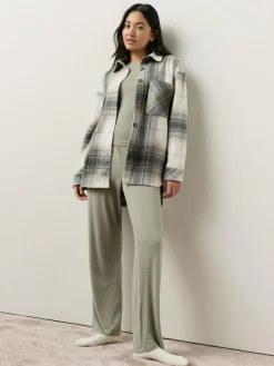 Best Next Polar Fleece Shacket Black/White Check