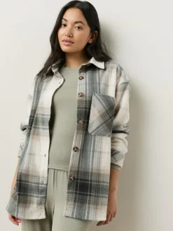 Best Next Polar Fleece Shacket Black/White Check