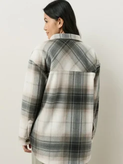 Best Next Polar Fleece Shacket Black/White Check