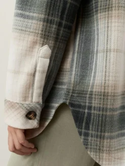 Best Next Polar Fleece Shacket Black/White Check