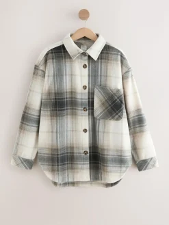 Best Next Polar Fleece Shacket Black/White Check