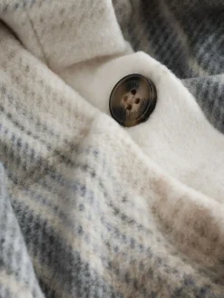 Best Next Polar Fleece Shacket Black/White Check