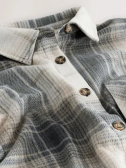 Best Next Polar Fleece Shacket Black/White Check