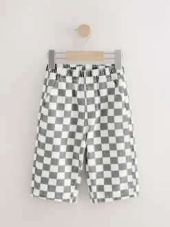 Next Black/White Checkerboard Printed Pull On Wide Trousers (3mths-7yrs)