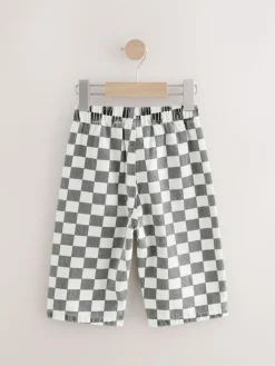 Next Black/White Checkerboard Printed Pull On Wide Trousers (3mths-7yrs)