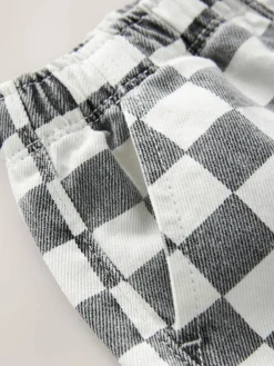 Next Black/White Checkerboard Printed Pull On Wide Trousers (3mths-7yrs)