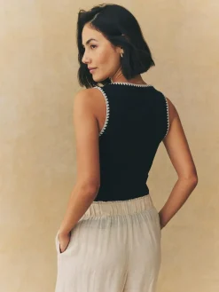 Next Contrast Knit Trim Scoop Neck Sleeveless Tank Vest Top^Women Tops & T-Shirts|Knitwear