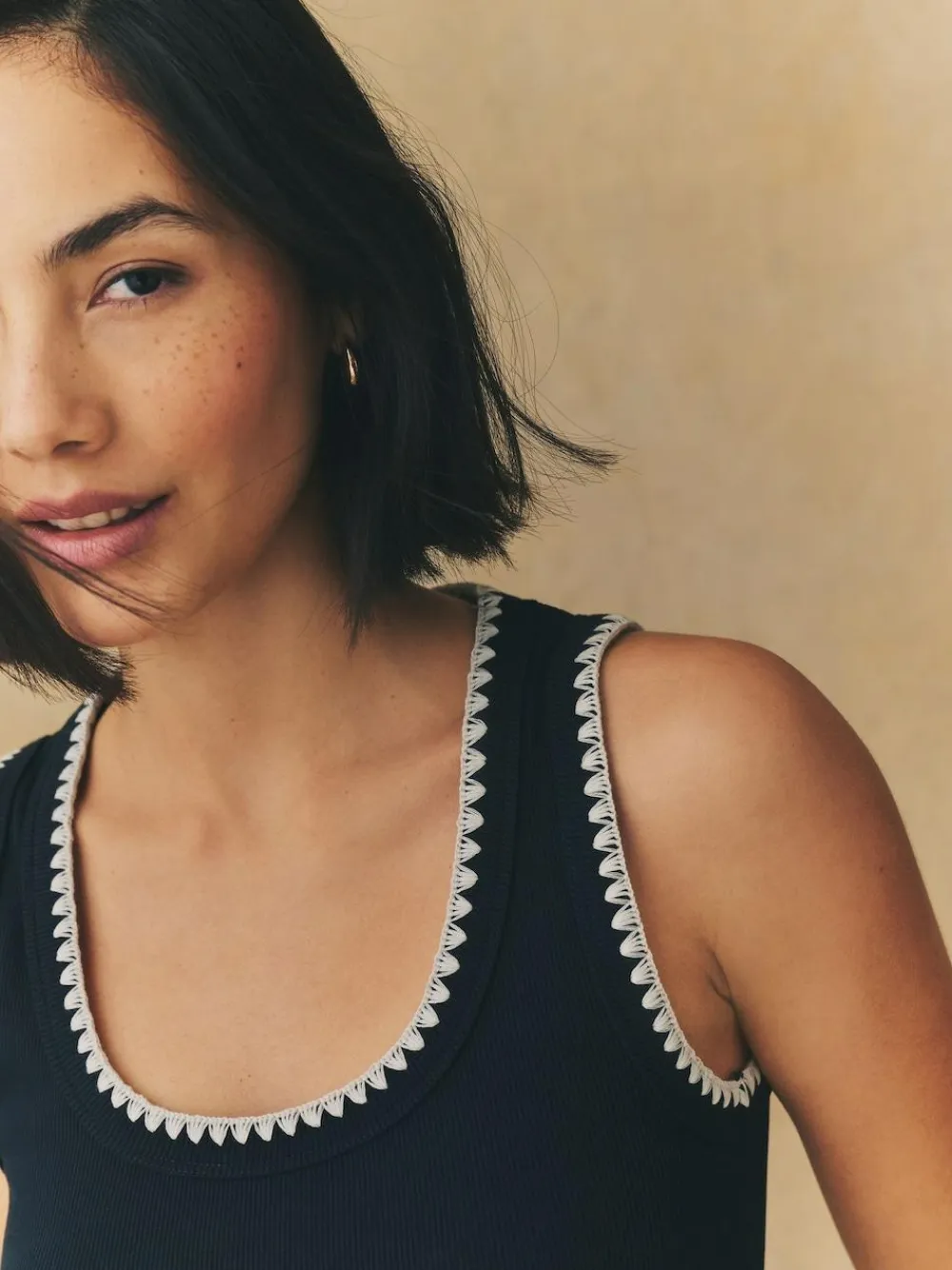 Next Contrast Knit Trim Scoop Neck Sleeveless Tank Vest Top^Women Tops & T-Shirts|Knitwear