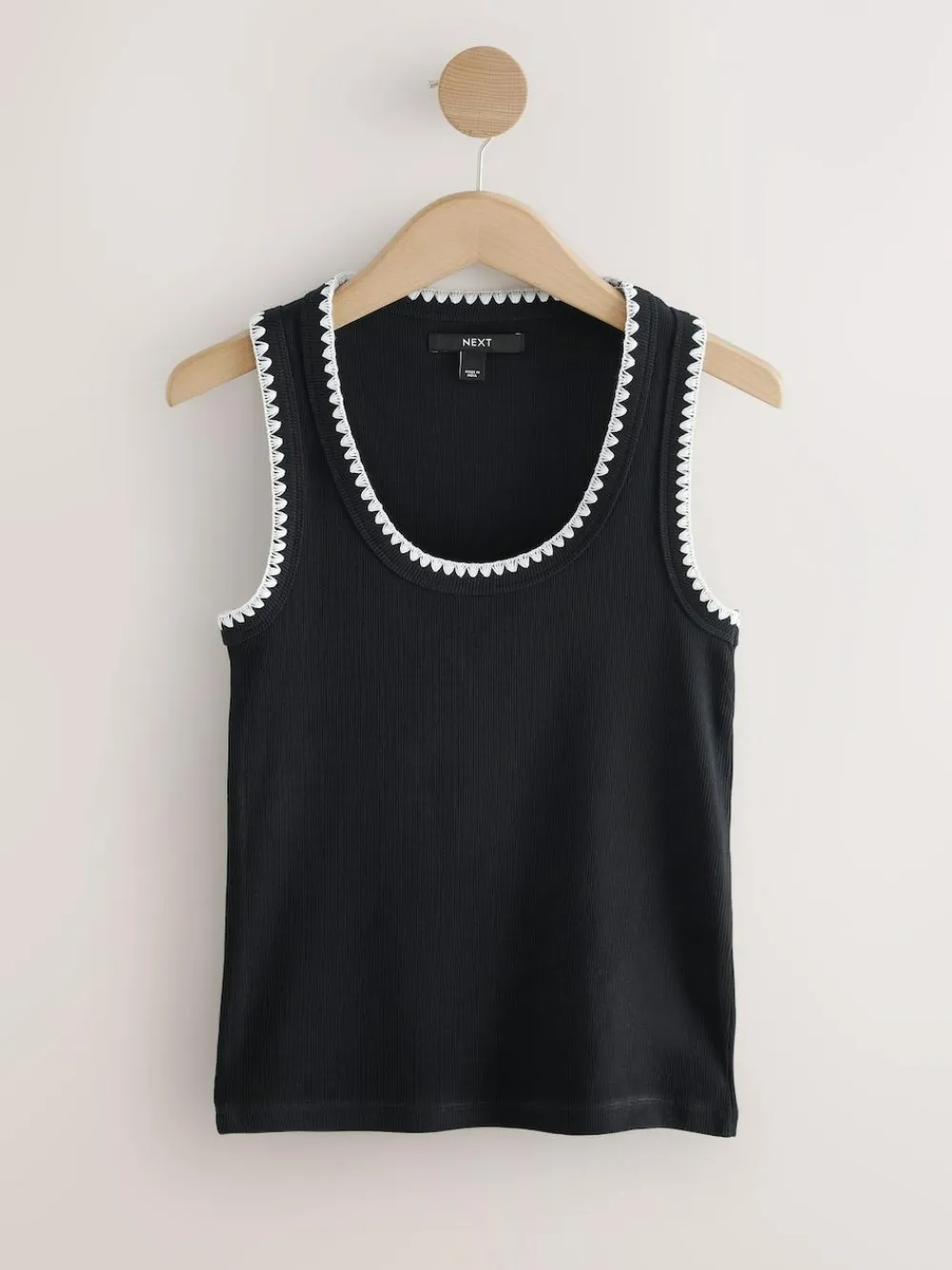 Next Contrast Knit Trim Scoop Neck Sleeveless Tank Vest Top^Women Tops & T-Shirts|Knitwear