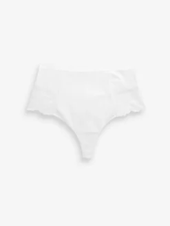 Next Black/White Cotton Tummy Control Shaping Thong Knickers 2 Pack^Women All Lingerie|Shapewear