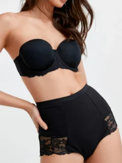 Outlet Next Black/White Cotton Tummy Control Shaping Lace Back Knickers 2 Pack