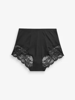 Outlet Next Black/White Cotton Tummy Control Shaping Lace Back Knickers 2 Pack