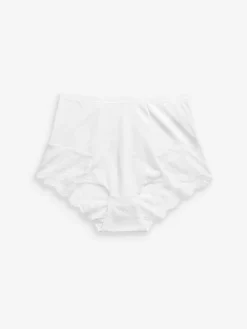 Outlet Next Black/White Cotton Tummy Control Shaping Lace Back Knickers 2 Pack