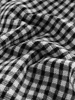 Next Black/White Crinkle Gingham Cutout Plunge Tummy Control Swimsuit^Women Swimwear