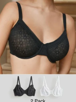 Next DD+ Lace Non Pad Full Cup Minimiser Bras 2 Pack^Women Dd+ Range