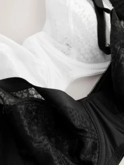 Online Next Black/White DD+ Non Pad Balcony Smoothing Animal Mesh Underwired With Side Support Bras 2 Pack