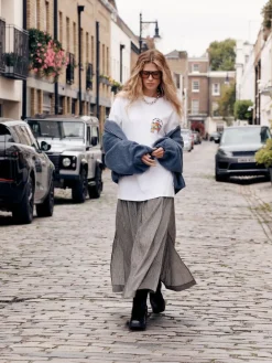 Next Drop Waist Gingham Maxi Skirt Black/White