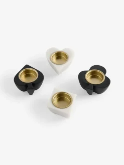 Hot Next Black/White Faux Marble Suit of Cards Tea Light Holders