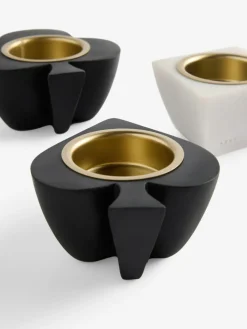 Hot Next Black/White Faux Marble Suit of Cards Tea Light Holders