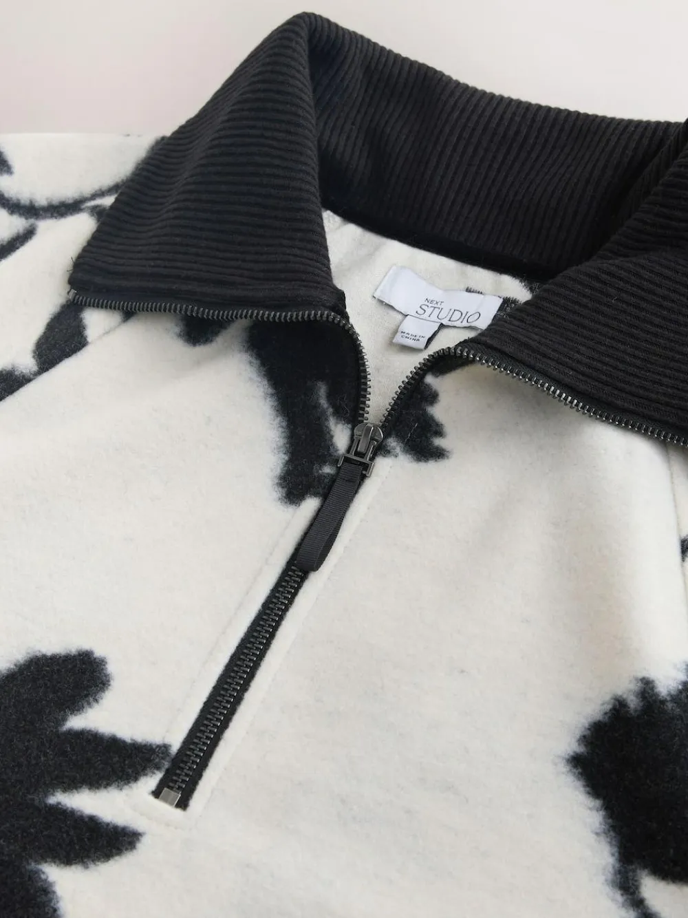 Next Black/White Floral Half Zip Fleece^Women Coats & Jackets|Coats & Jackets