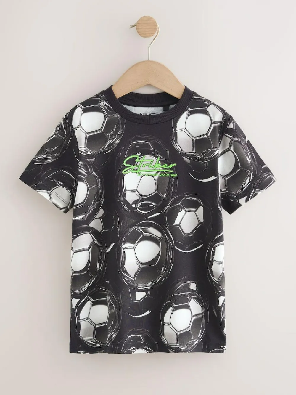 Next Black/White Football Regular Fit Short Sleeve All-Over Print T-Shirt (3-16yrs)^BOY T-Shirts