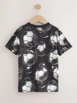 Next Black/White Football Regular Fit Short Sleeve All-Over Print T-Shirt (3-16yrs)^BOY T-Shirts