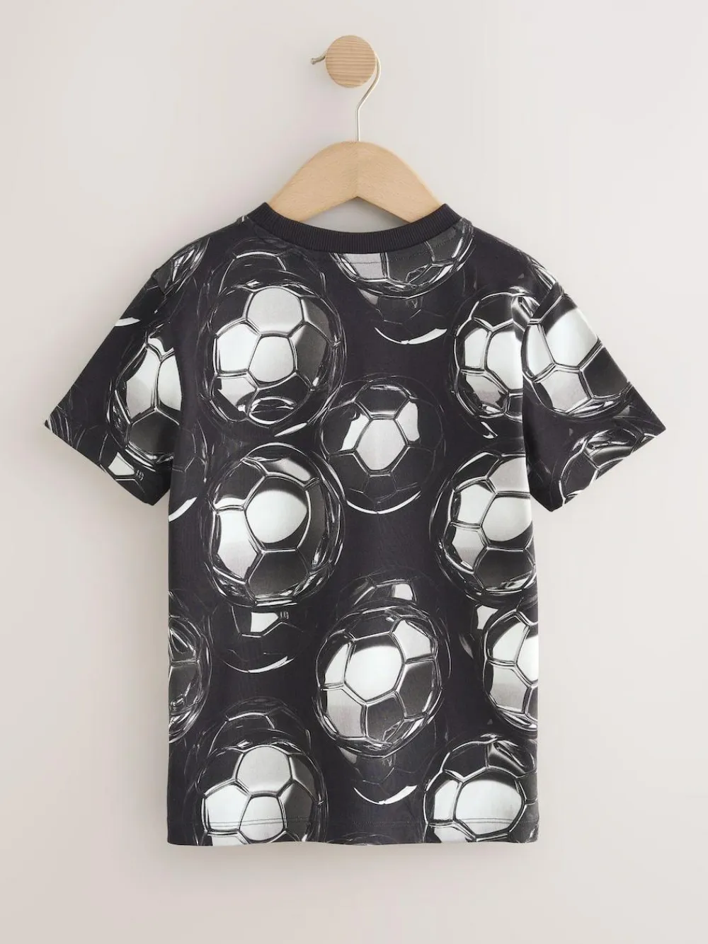 Next Black/White Football Regular Fit Short Sleeve All-Over Print T-Shirt (3-16yrs)^BOY T-Shirts