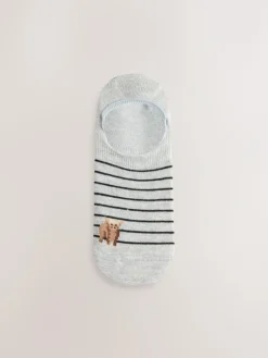 Next Black/White Hamish The Highland Cow Stripe Invisible Trainer Socks 4 Pack