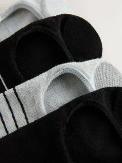 Next Black/White Hamish The Highland Cow Stripe Invisible Trainer Socks 4 Pack