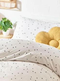 Outlet Next Reversible Duvet Cover And Pillowcase Set Black/White Hearts