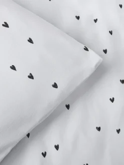 Outlet Next Reversible Duvet Cover And Pillowcase Set Black/White Hearts